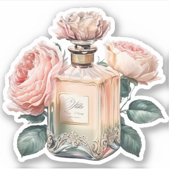 Floral Perfume Bottle Sticker (Front)