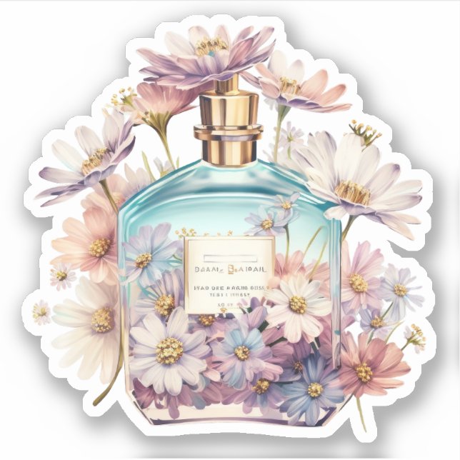 Floral Perfume Bottle Sticker (Front)
