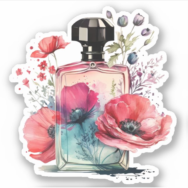 Floral Perfume Bottle Sticker (Front)