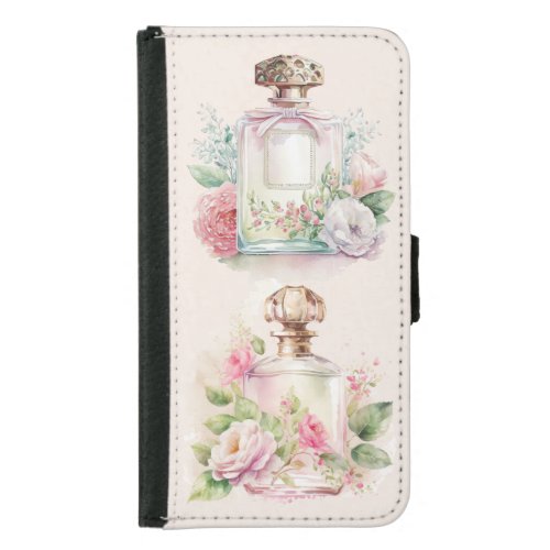 Floral Perfume Bottle watercolor Samsung Galaxy S5 Wallet Case