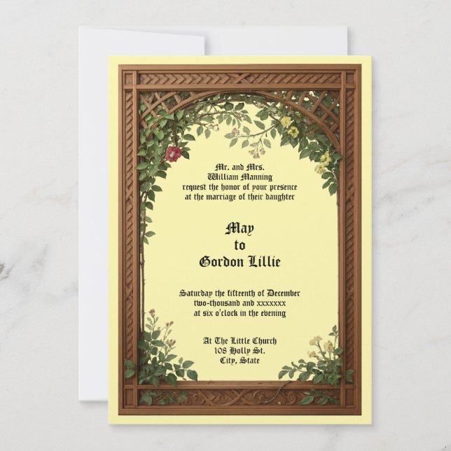 Floral Pergola Frame Wedding Invitation (Front)