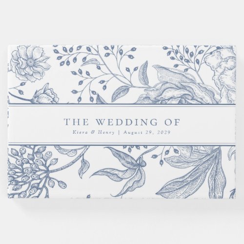 Floral Periwinkle Blue Elegant Wedding Guest Book