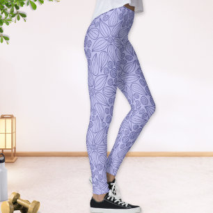 Floral Periwinkle Blue Purple Leggings