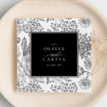 Floral Periwinkle Elegant Black Wedding Napkins<br><div class="desc">Floral Periwinkle Elegant Black Wedding Napkins</div>