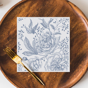 Floral Periwinkle Elegant Blue Wedding Napkins