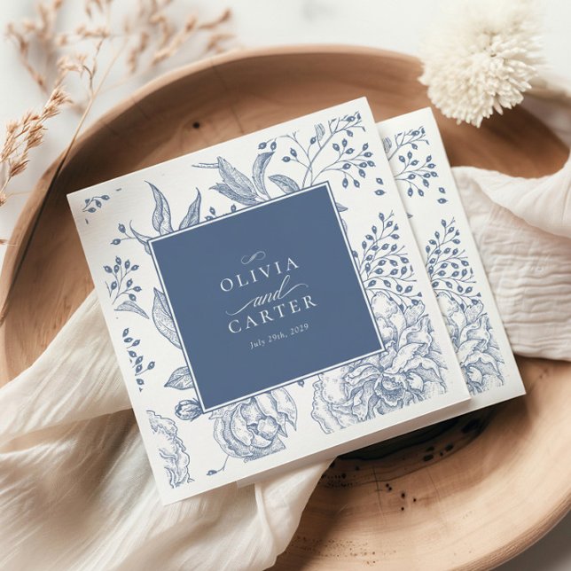 Floral Periwinkle Elegant Blue Wedding Napkins (Creator Uploaded)