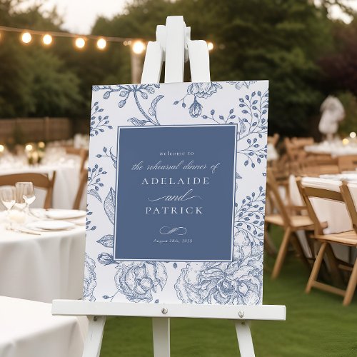 Floral Periwinkle Elegant Rehearsal Dinner Sign