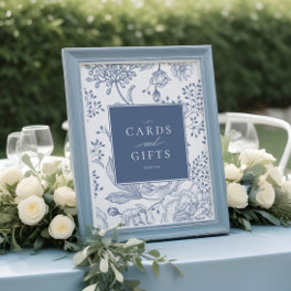 Floral Periwinkle Elegant Wedding Cards Gifts Sign