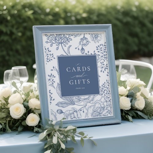 Floral Periwinkle Elegant Wedding Cards Gifts Sign