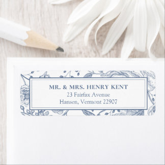Floral Periwinkle Elegant Wedding Return Address Label