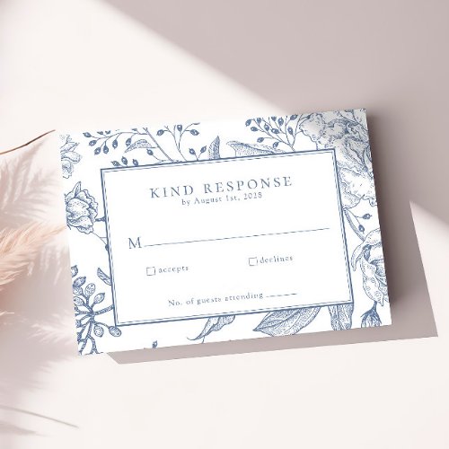 Floral Periwinkle Elegant Wedding RSVP Card
