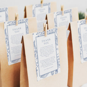 Floral Periwinkle Elegant Wedding Thank You Insert RSVP Card