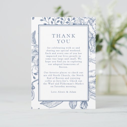 Floral Periwinkle Elegant Wedding Thank You Insert RSVP Card | Zazzle