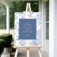 Floral Periwinkle Elegant Wedding Welcome Sign