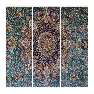 Floral Persian Carpet Pattern Wall Art Triptych