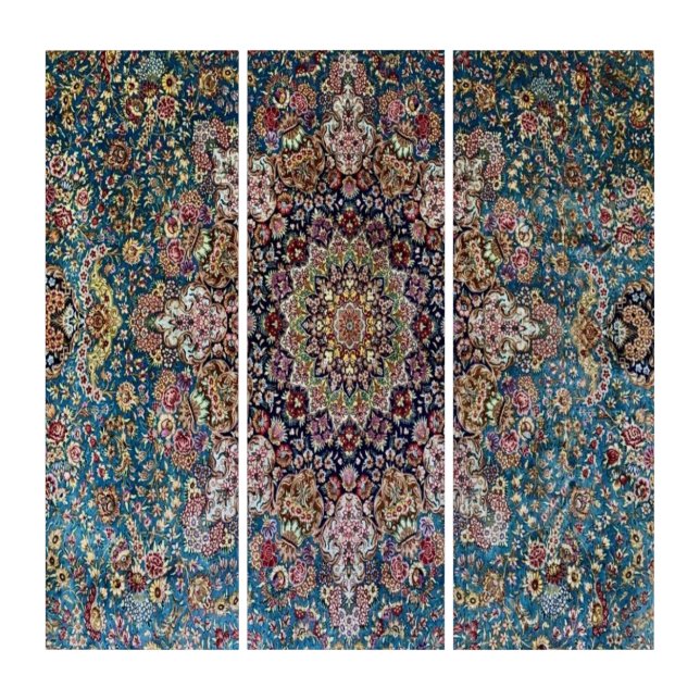 Floral Persian Carpet Pattern Wall Art Triptych (Front)