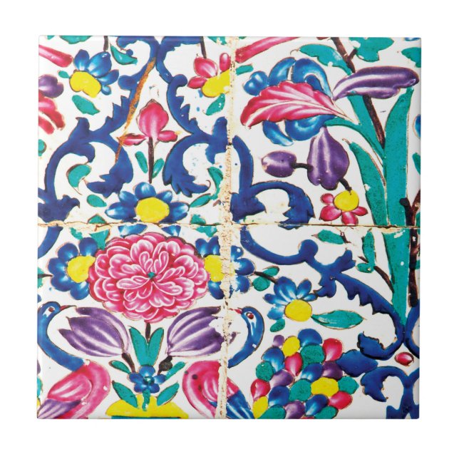 Floral persian Garden Ceramic Tile (Front)
