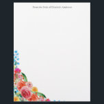 Floral Personal Business Pink Red Blue Yellow Letterhead<br><div class="desc">A pretty floral letterhead for personal use or for your business.   See our matching business cards and stickers.</div>