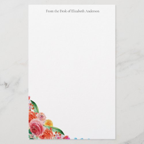 Floral Personal Business Pink Red Blue Yellow  Stationery