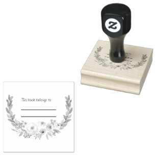 Floral Personal Library Book Stamp