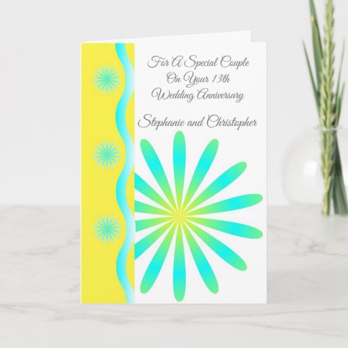 Floral Personalised 13th Wedding Anniversary Card