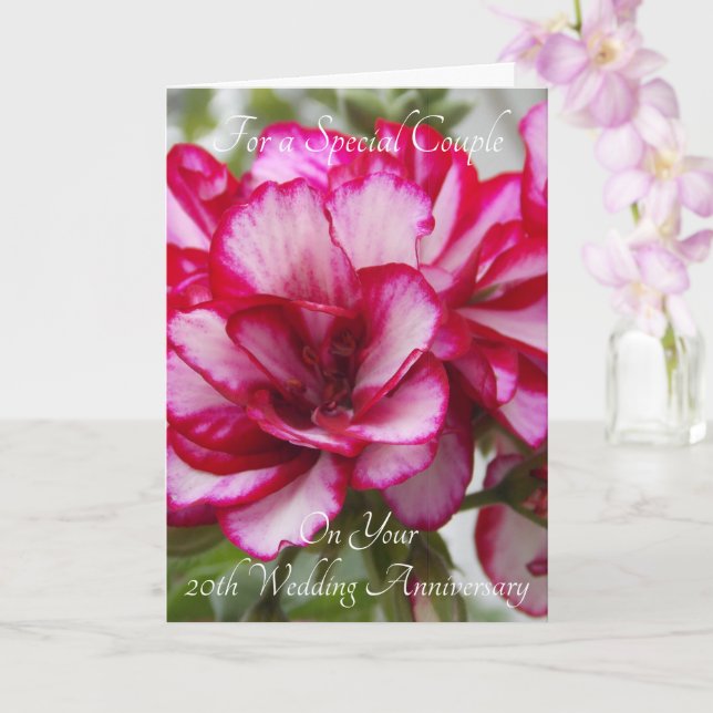 Floral Personalised 20th Wedding Anniversary Card (Orchid)