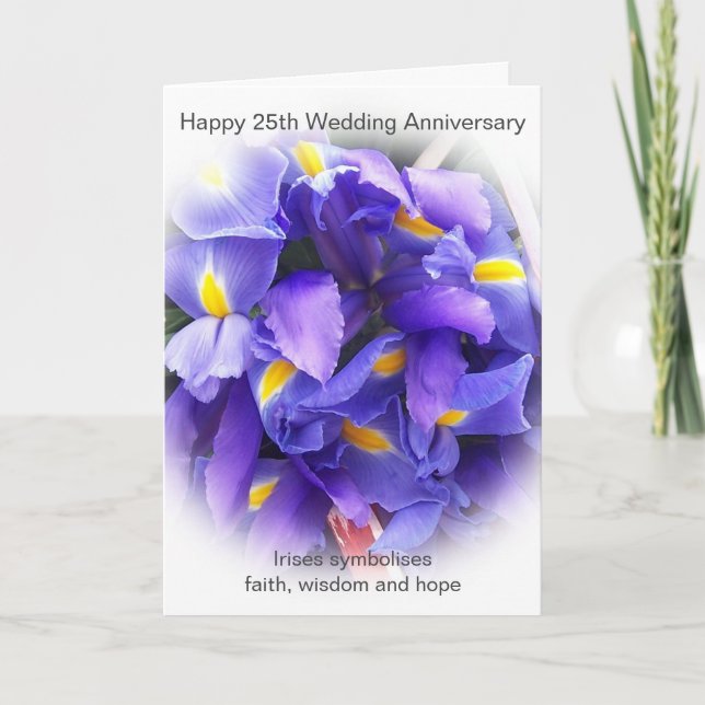 Floral Personalised 25th Wedding Anniversary Card (Front)