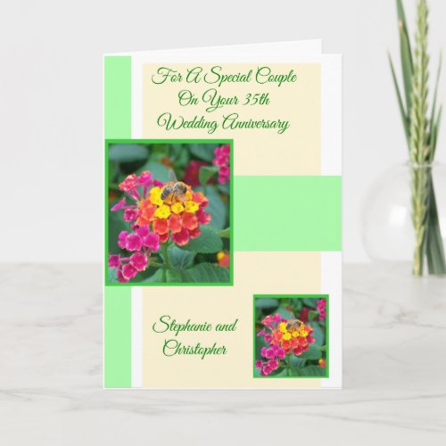 Floral Personalised 35th Wedding Anniversary Card