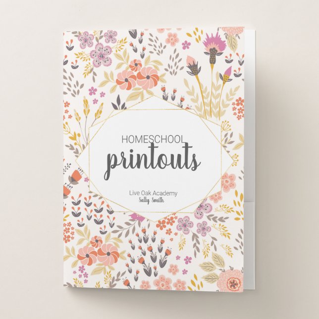 Floral Personalize and Customizable Backgrounds Pocket Folder (Front)