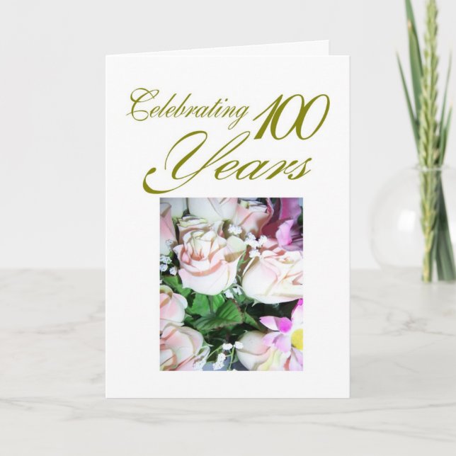 Floral Personalized 100th Birthday Card (Front)