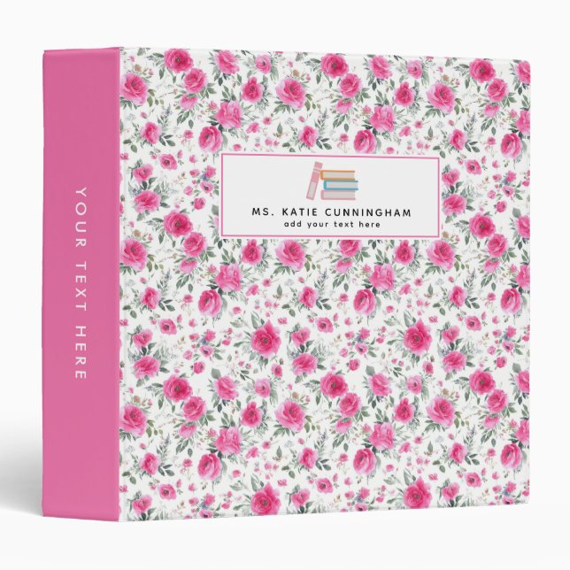 Floral Personalized 3 Ring Binder (Front/Spine)