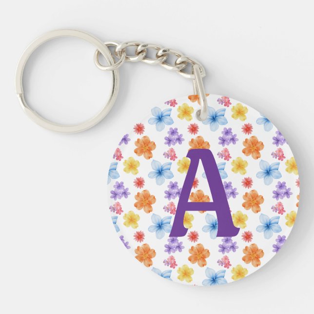 Floral Personalized Acrylic Keychain (Front)