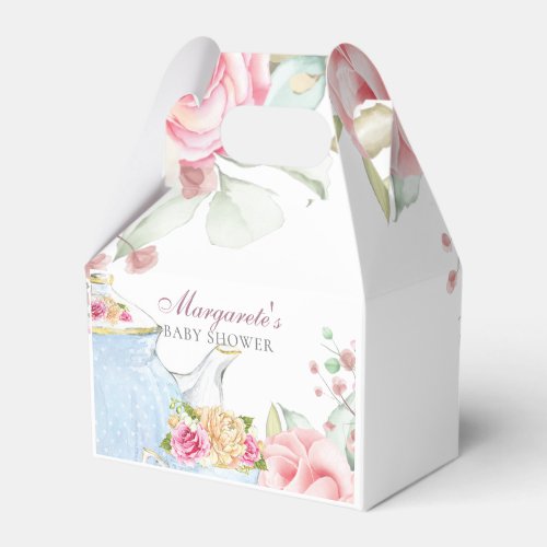 Floral Personalized Baby Tea Shower Favor Boxes