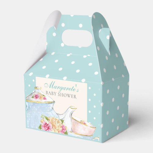 Floral Personalized Baby Tea Shower Polka dot Favor Boxes