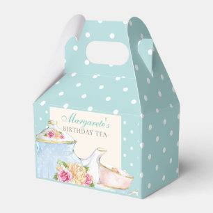 Floral Personalized Birthday Tea Polka dot Favor Boxes