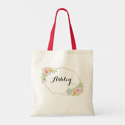 Floral Personalized blush pink Tote Bag