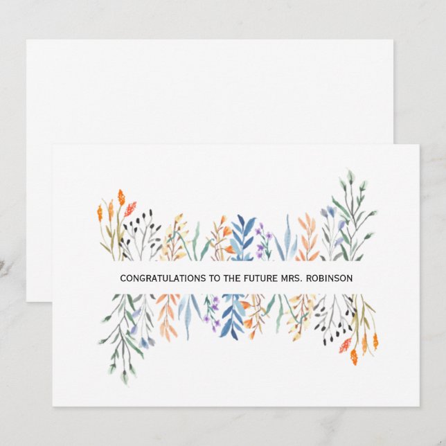 Floral Personalized Bridal Shower Card (Front/Back)