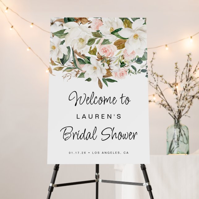 Floral Personalized Bridal Shower Welcome Sign  (In Situ (Stand))