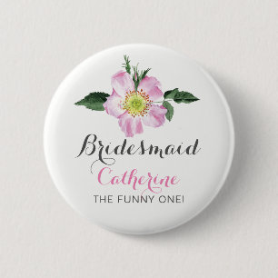 Floral Personalized BridesMaid button