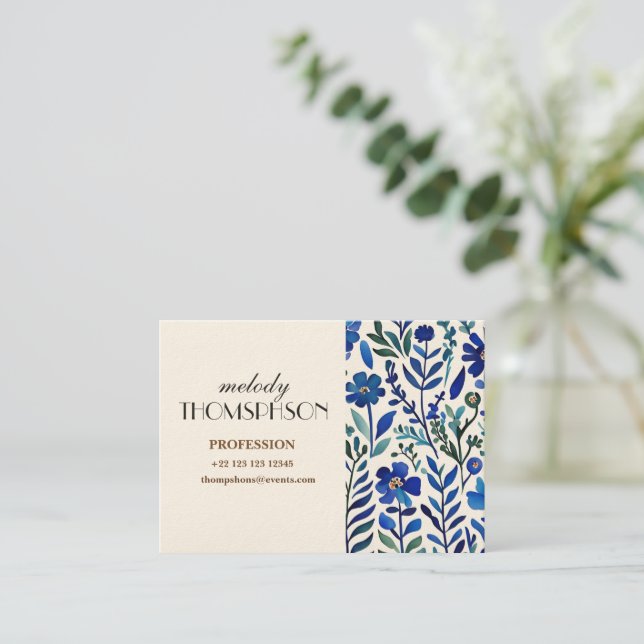 Floral Personalized  Business Card (Standing Front)
