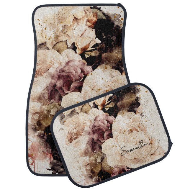 Floral Personalized Car Floor Mat (Set)