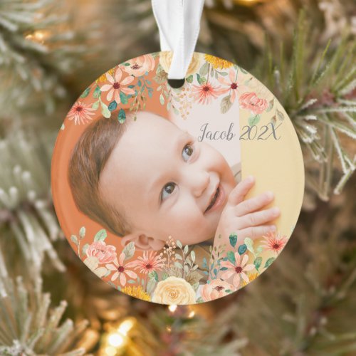 Floral Personalized Daughter Son Grandchild Photo Ornament