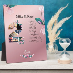 Floral Personalized Happy Anniversary With collage Plaque