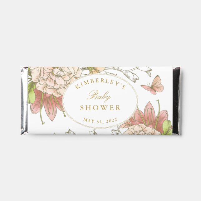 Floral Personalized Hershey Bar Chocolate Wrappers (Front)