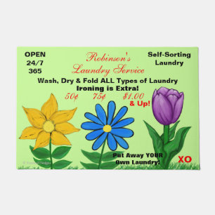 Floral Personalized Laundry Room Humor Doormat