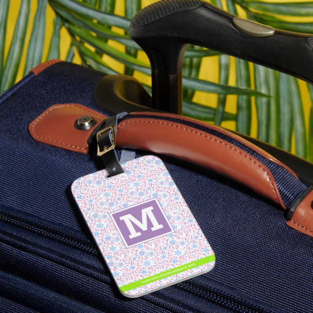 Floral Personalized Monogram  Luggage Tag (Front Insitu 1)