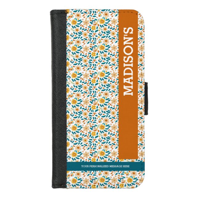  Floral Personalized  Monogram & Name  iPhone Wallet Case (Front)