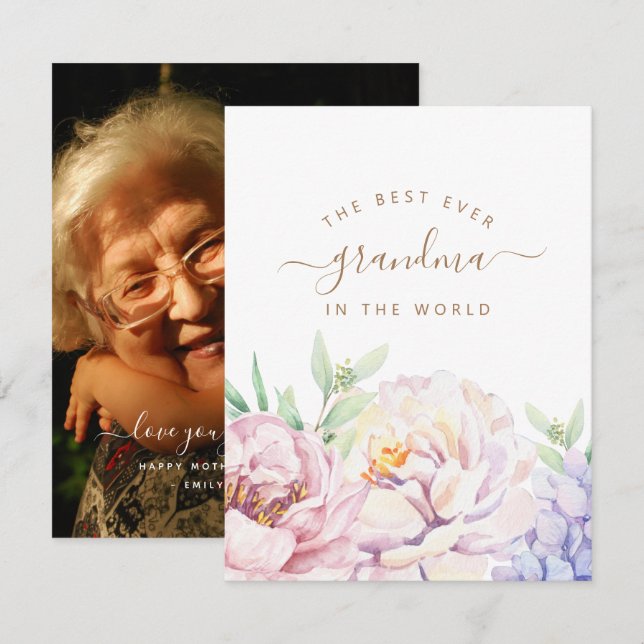 Floral Personalized Mother's Day Card for Grandma (Front/Back)