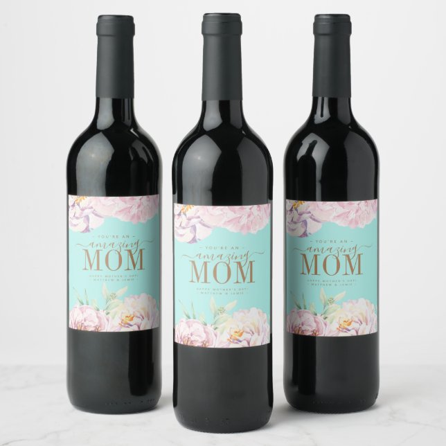 Floral Personalized Mother's Day Wine Label (Bottles)