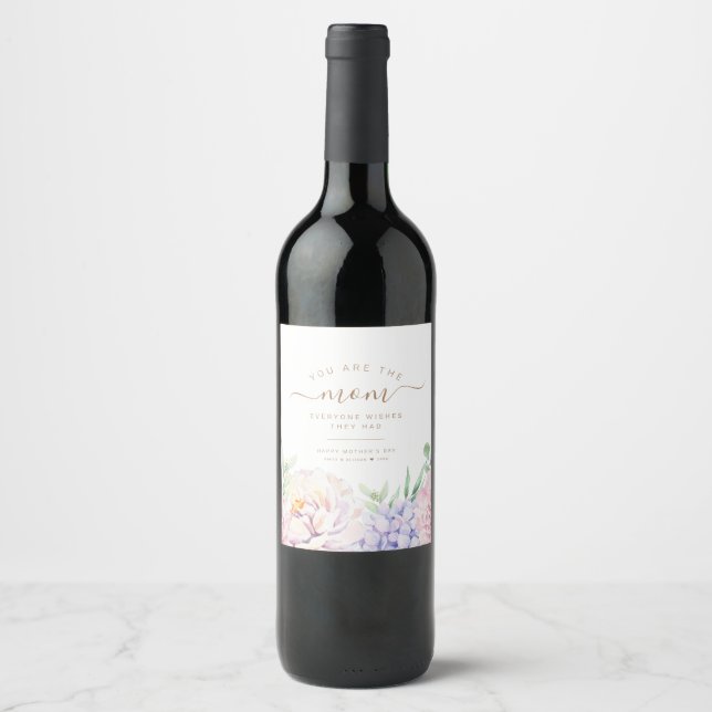 Floral Personalized Mother's Day Wine Label (Front)